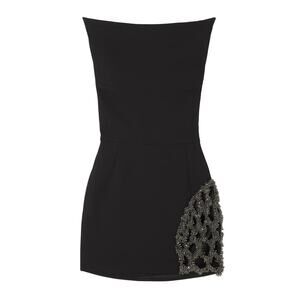 Maticevski Embellished Black Reveal Mini Dress Size Uk 8 / US 4